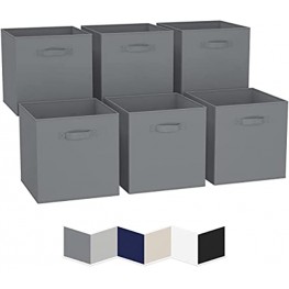 13x13 Large Storage Cubes Set of 6. Fabric Storage Bins with Dual Handles | Cube Storage Bins for Home and Office | Foldable Cube Baskets For Shelf | Closet Organizers and Storage Box Grey