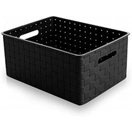 BINO Woven Plastic Storage Basket Medium Black