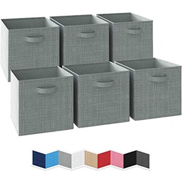 NEATERIZE 13x13x13 Large Storage Cubes Set of 6 Storage Bins | Features Dual Handles | Cube Storage Bins | Foldable Closet Organizers and Storage | Fabric Storage Box for Home and Office Grey