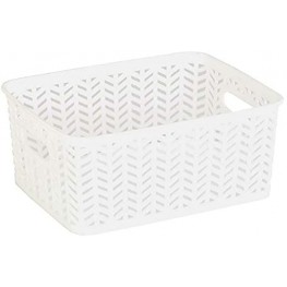 Simplify Decorative Plastic Storage Tote Basket Organizer Good for Closets Accessories Toys Desks Floors Cleaning Products Sports Equipment’s Dressers or Counter Tops Small White