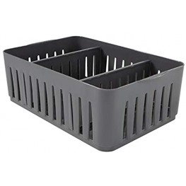 Simplify Stackable Organizer Bin with Adjustable Dividers 3 Compartment Storage Basket Good for Office Home & Dorm Grey