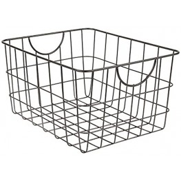 Spectrum Diversified Utility Basket Sturdy Steel Wire Storage Solution Curved Easy Grab Handles Decorative Organization for Toys Pet Supplies Clothing Pantry & More Industrial Gray