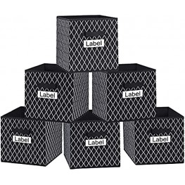 VERONLY Cube Storage Bins 13x13 Large Foldable Toy Boxes Cubby Baskets Container Organizer with Label Window and Durable Handles for Pantry,Shelf,Nursery,Playroom,Closet and Office,Set of 6 Black