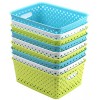 Bekith 9 Pack Plastic Storage Basket Woven Basket Bins Organizer 9.75-Inch x 7.5-Inch x 4-Inch