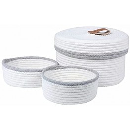 NATUBAS Set of 3 Pack-Cotton Rope Basket Woven Storage Baskets Toys Storage Basket Shelf Basket Gift Baskets with Lid